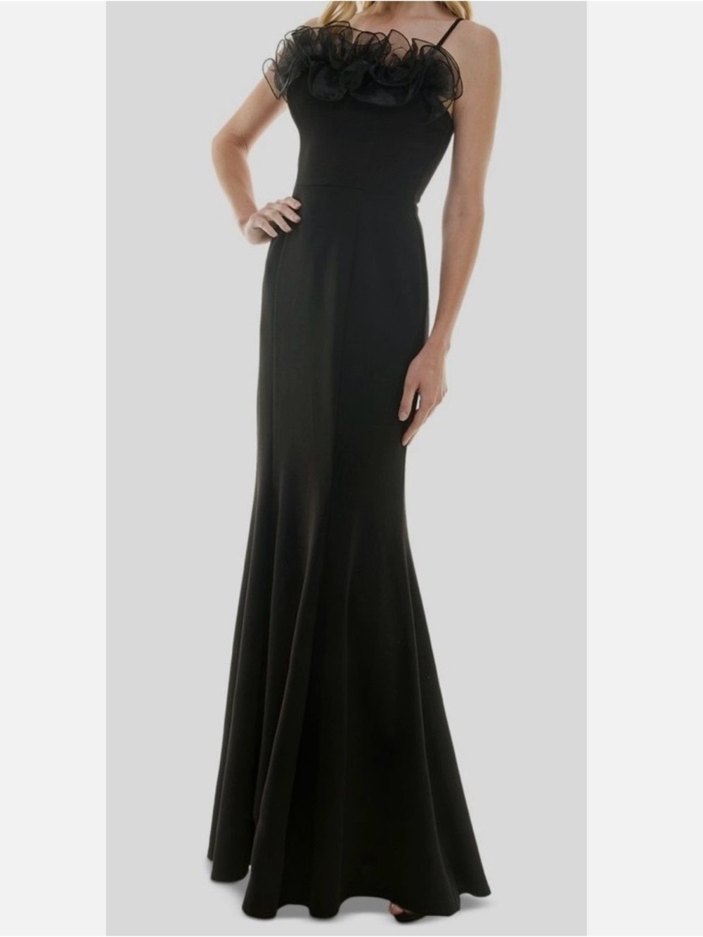 City Studios Women’s Ruffled Neck Evening Gown